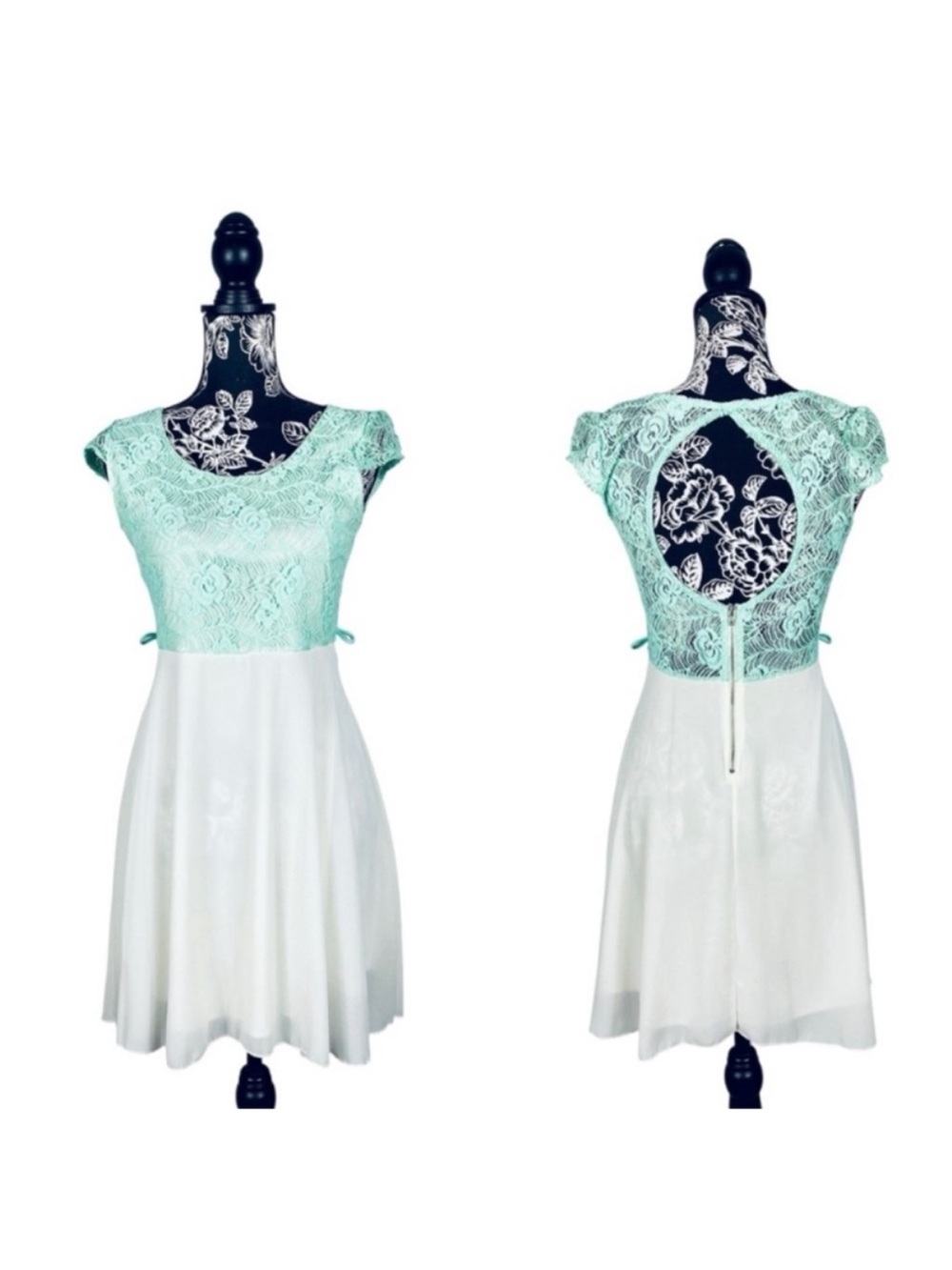 Style Rack mint/white lace fit and flare dress size large